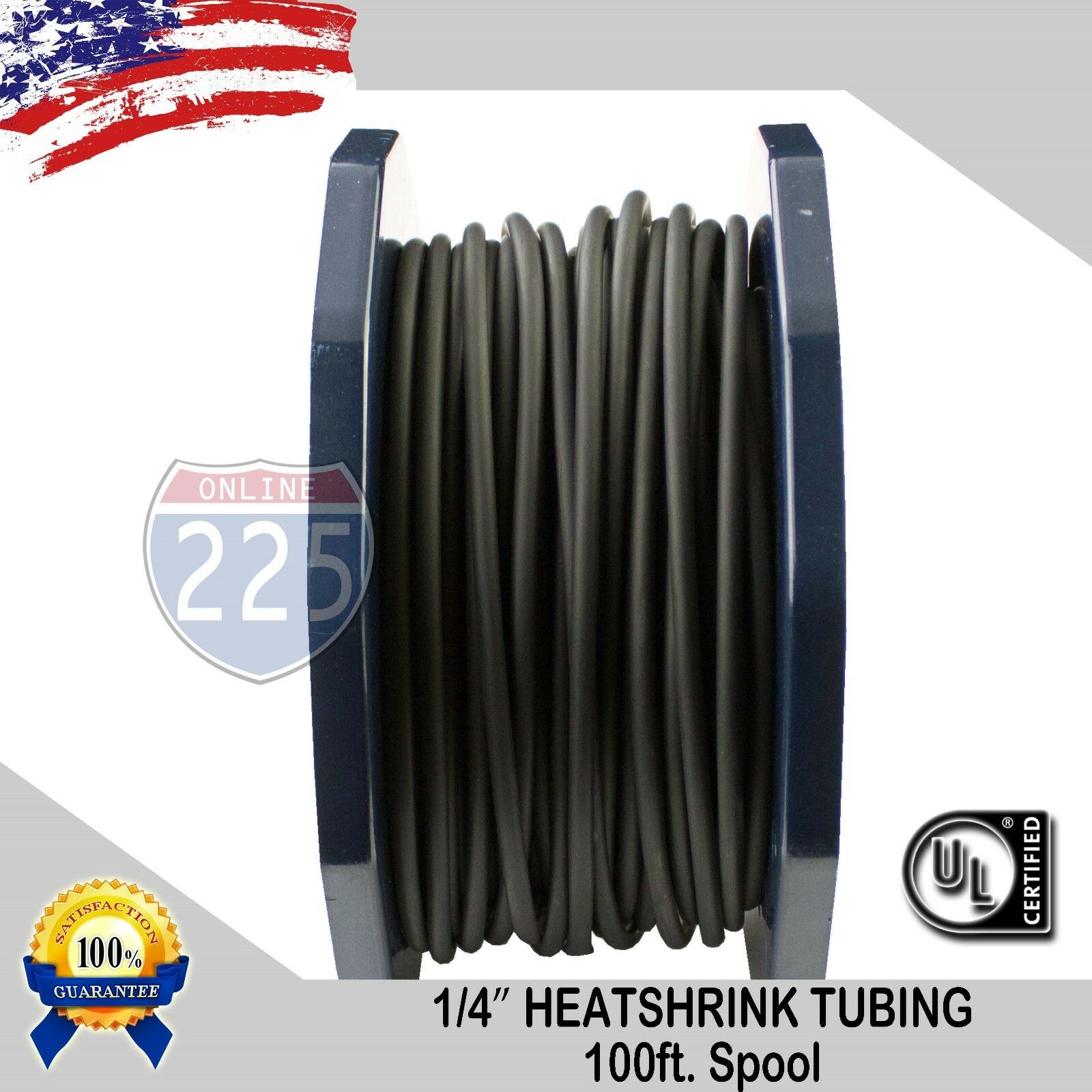 100 Ft. 100' Feet Black 1/4" 6mm Polyolefin 2:1 Heat Shrink Tubing Tube Cable Ul